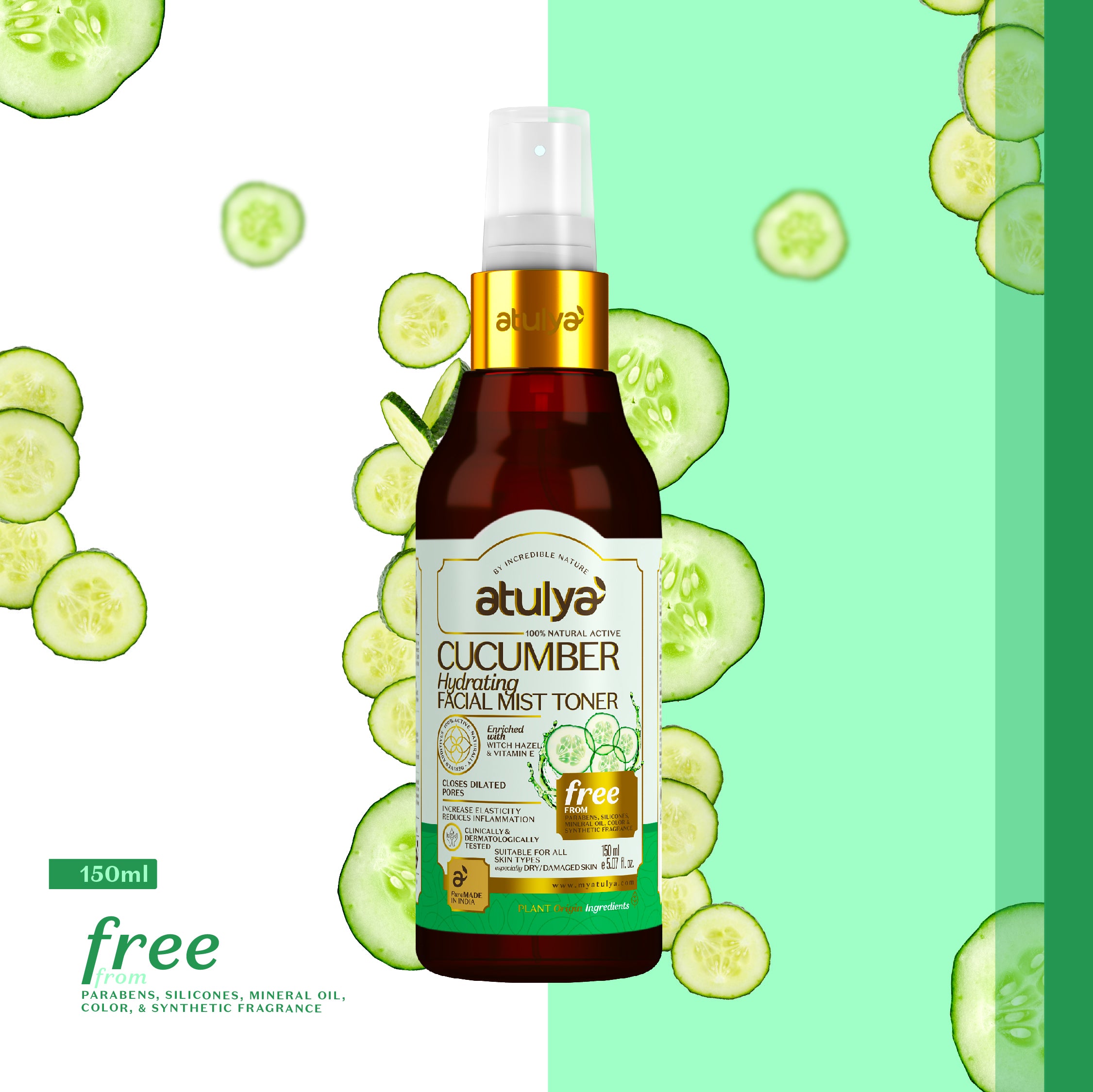 Atulya Cucumber Hydrating Facial Mist Toner - 150ml