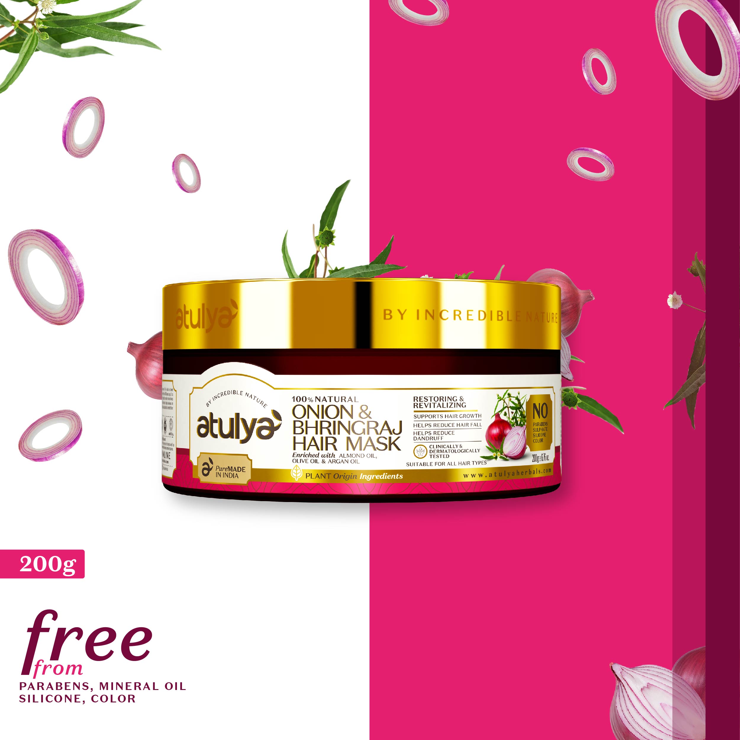 atulya Onion & Bhringraj Hair Mask for Restoring & Revitalizing Hair