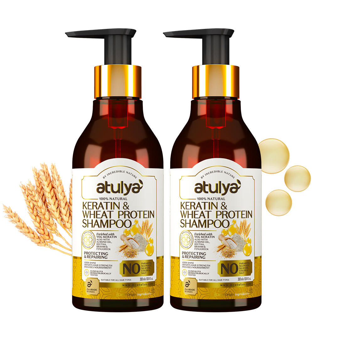 Atulya Keratin & Wheat Protein Shampoo Combo - 300ml Each (Pack of 2)