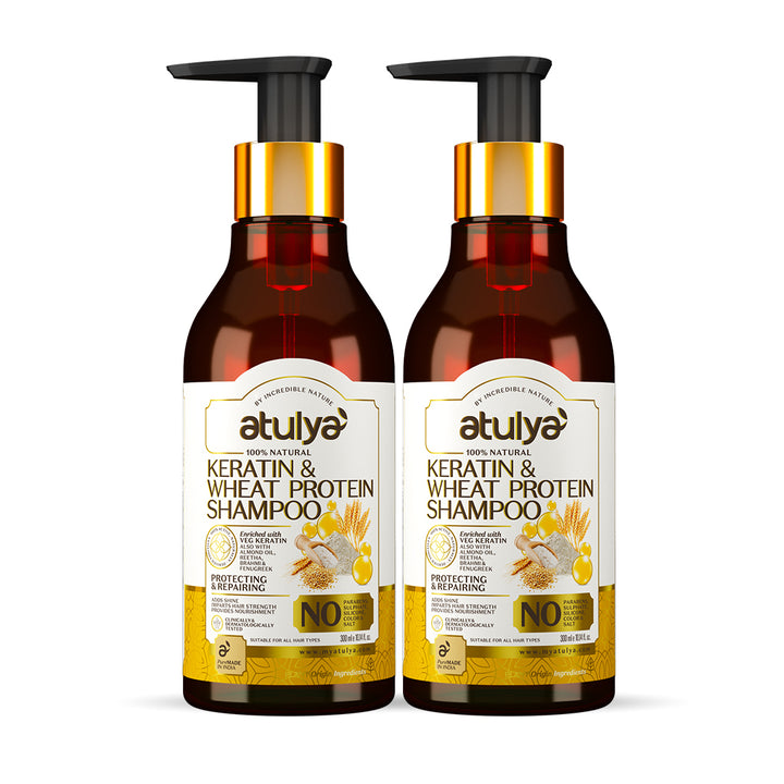 Atulya Keratin & Wheat Protein Shampoo Combo - 300ml Each (Pack of 2)