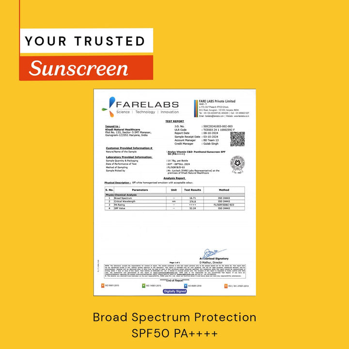 Atulya Vitamin C & D-Panthenol Sunscreen | SPF 50 PA++++ | Dewy-radiant - 80g