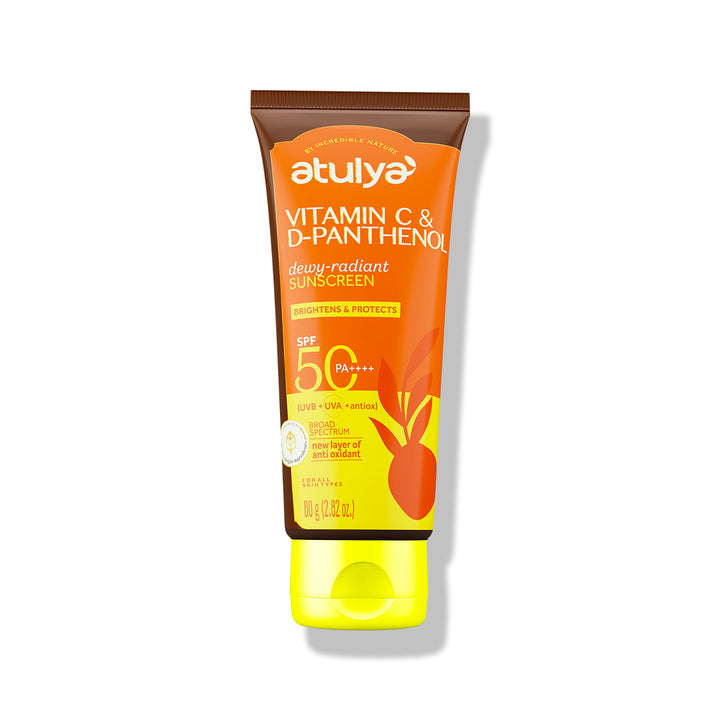 Atulya Vitamin C & D-Panthenol Sunscreen | SPF 50 PA++++ | Dewy-radiant - 80g