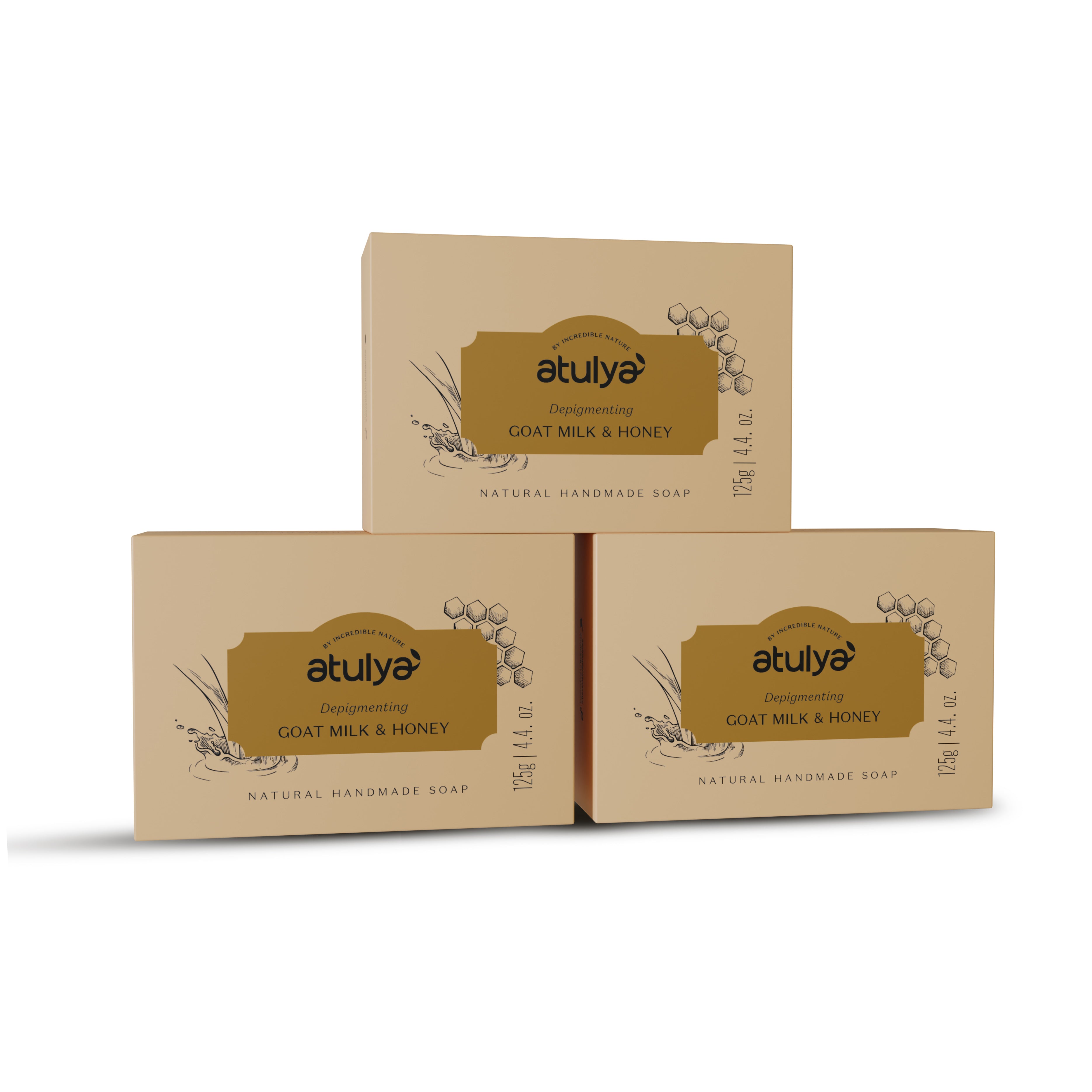 Atulya Goat Milk & Honey Soap For Reducing Pigmentation – Pack of 3 (125gm Each)