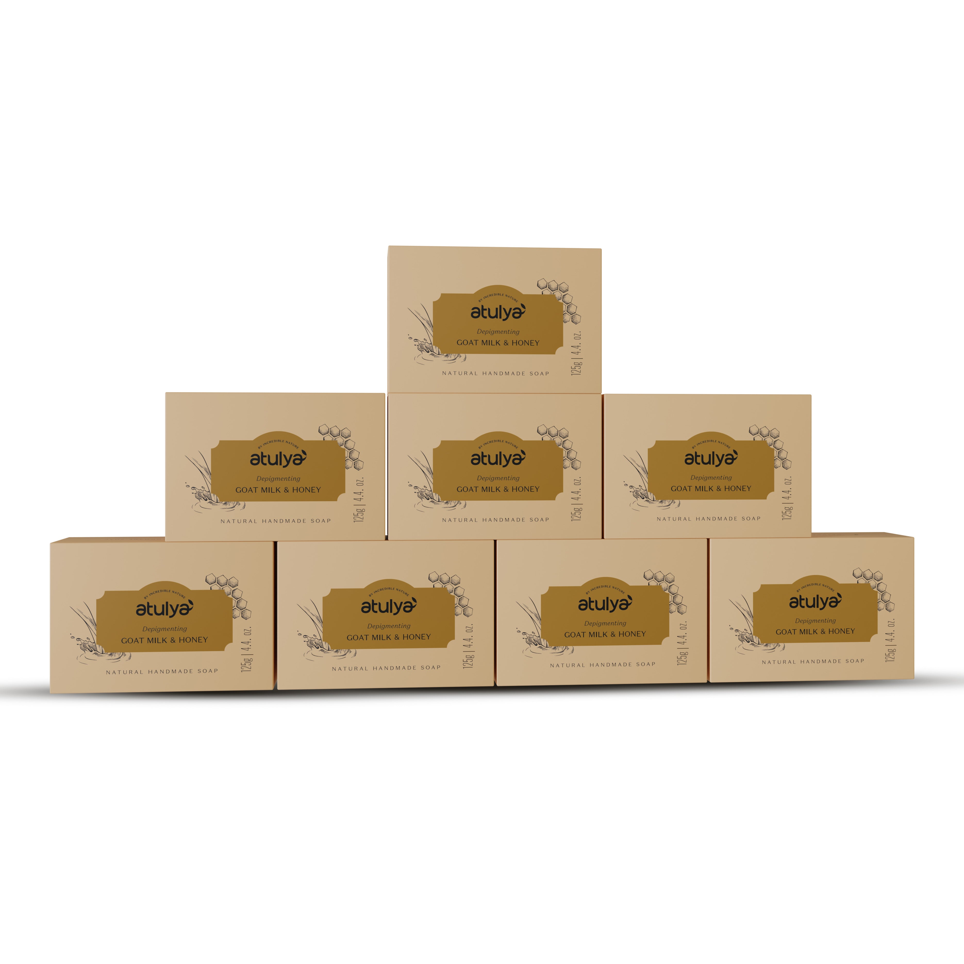 Atulya Goat Milk & Honey Soap For Reducing Pigmentation – Pack of 8 (125gm Each)