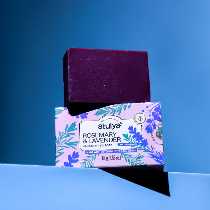 Atulya Rosemary & Lavender Handcrafted Soap for Sensitive Skin- 100gm