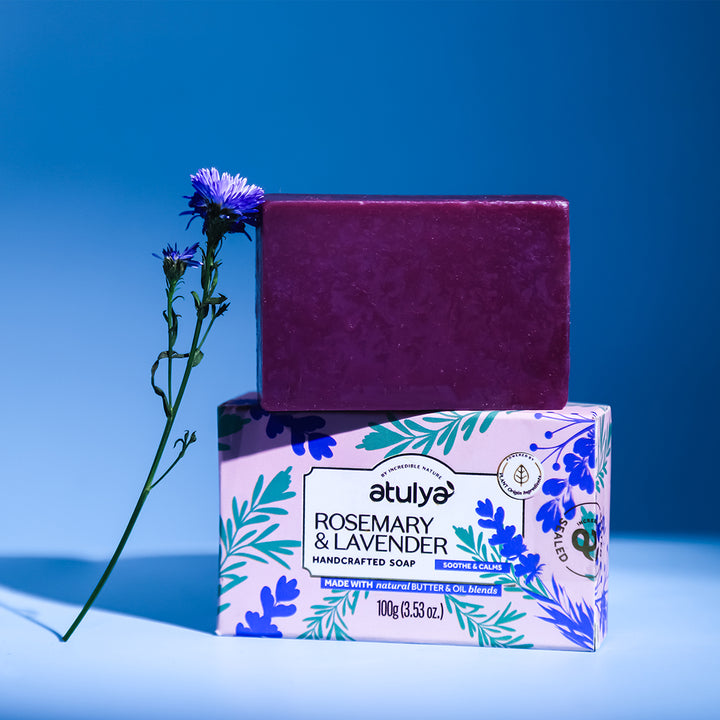 Atulya Rosemary & Lavender Handcrafted Soap for Sensitive Skin- 100gm