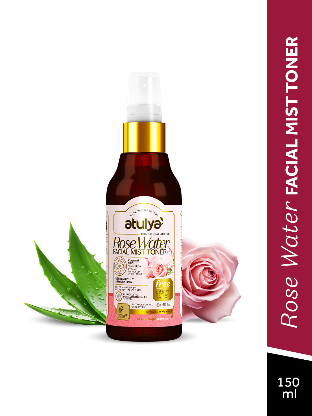 atulya Rose Water Facial Mist Toner - 150ml (BUY1GET1)