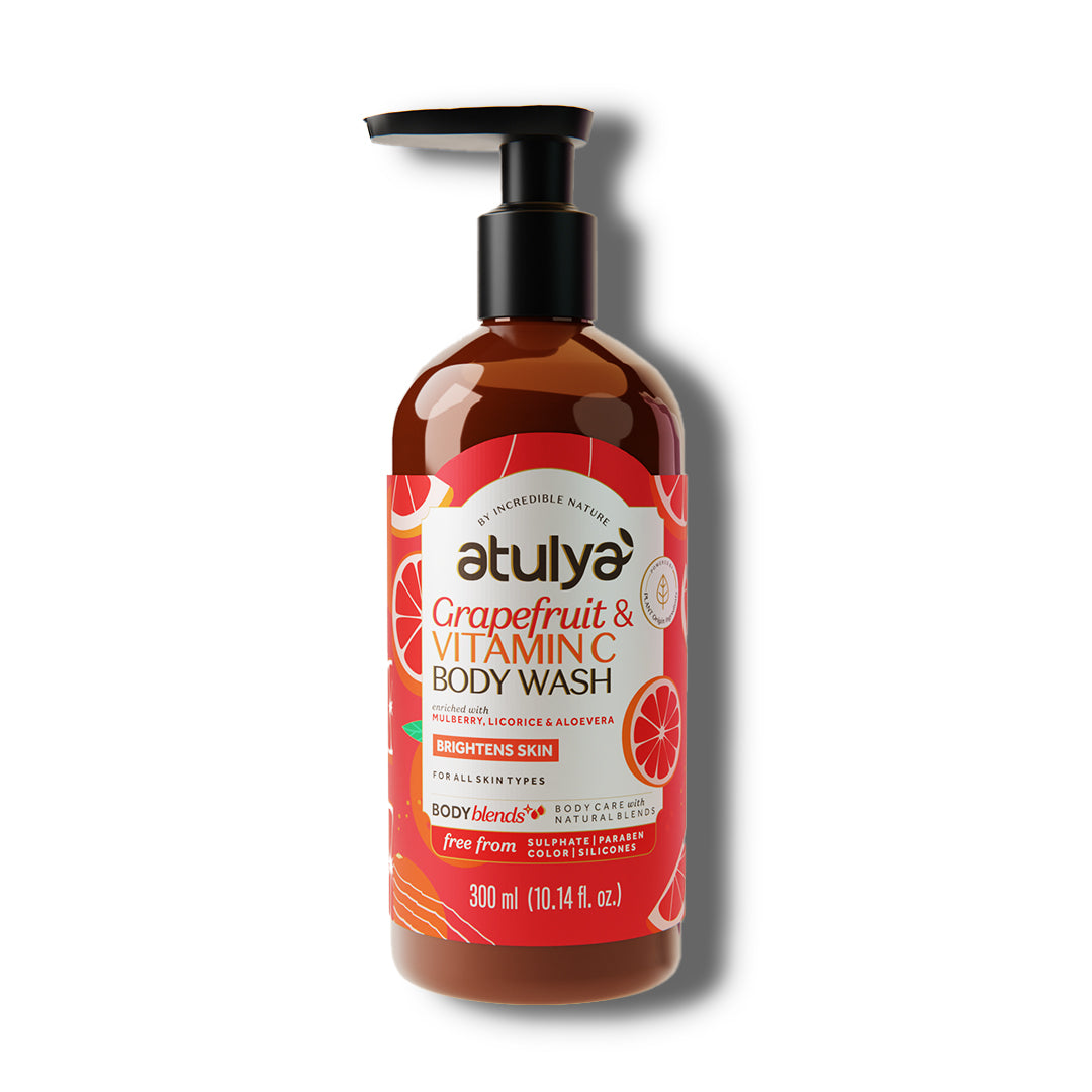 Atulya Grapefruit & Vitamin C Body Wash | Brightens Skin | Citrusy Fragrance | Hydrates and Nourishes | Paraben & SLS Free | Suitable for All Skin Types | 300 ML