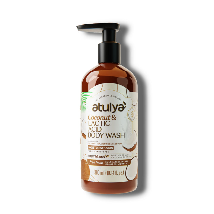 Atulya Coconut & Lactic Acid Body Wash | Paraben & SLS Free | Suitable for All Skin Types | 300 ML