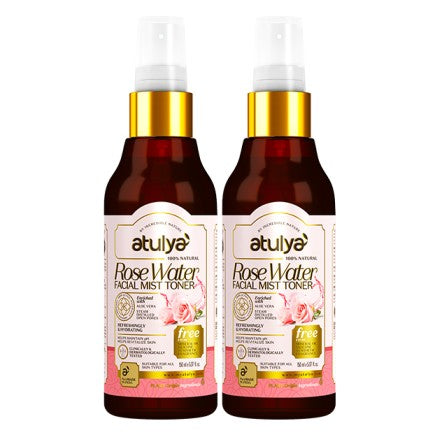 Atulya Rose Water Facial Mist Toner Duo Combo for Fresh Hydrated Glowing Skin