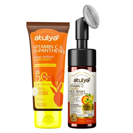 Atulya Vitamin C Foaming Face Wash and Vitamin C & D-Panthenol Sunscreen SPF 50 PA++++ Combo