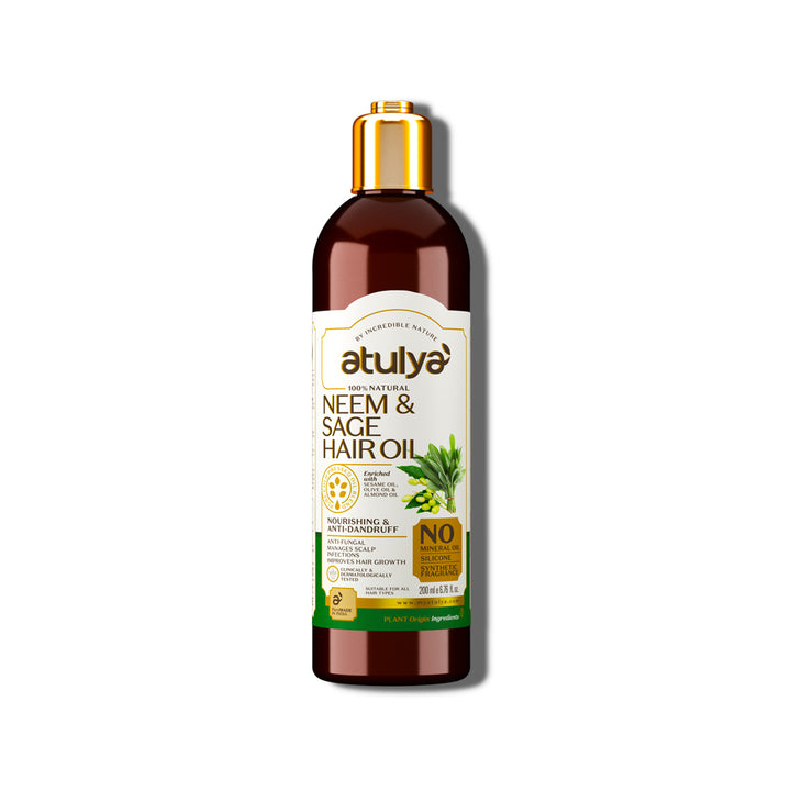 atulya Neem & Sage Hair Oil - Silicones, Parabens, Mineral Oil Free (100% Natural)