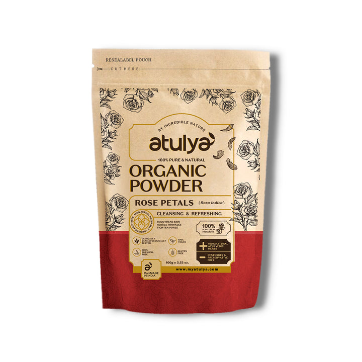 atulya Rose Petals Organic Powder-100% Pure & Natural (Buy 4 Products in Rs.599)