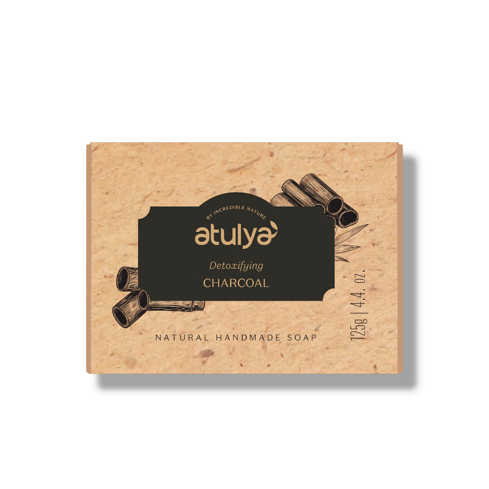 Atulya Activated Bamboo Charcoal Soap  for Deep Cleansing - 125gm