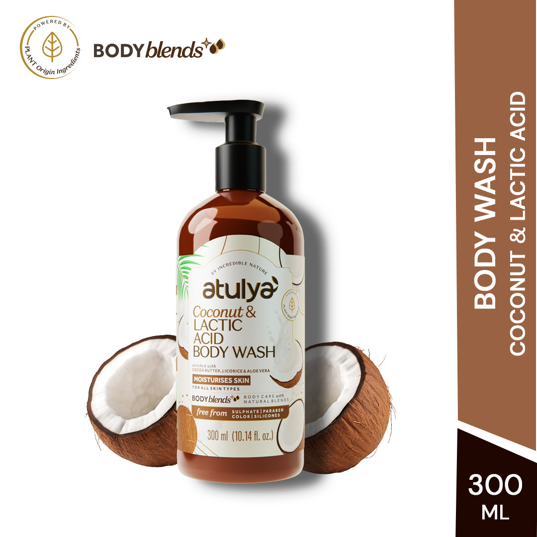 Atulya Coconut & Lactic Acid Body Wash | Paraben & SLS Free | Suitable for All Skin Types | 300 ML