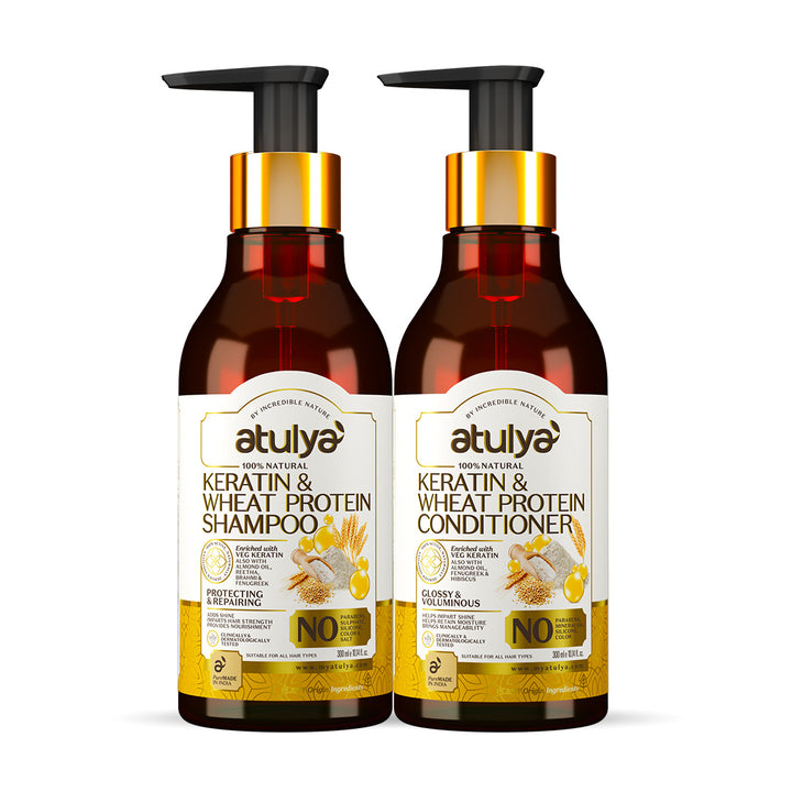 Atulya Keratin & Wheat Protein Shampoo & Conditioner Combo (300ml each)