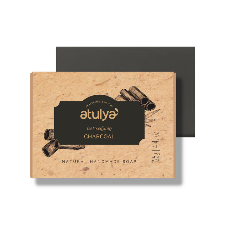 Atulya Activated Bamboo Charcoal Soap  for Deep Cleansing - 125gm