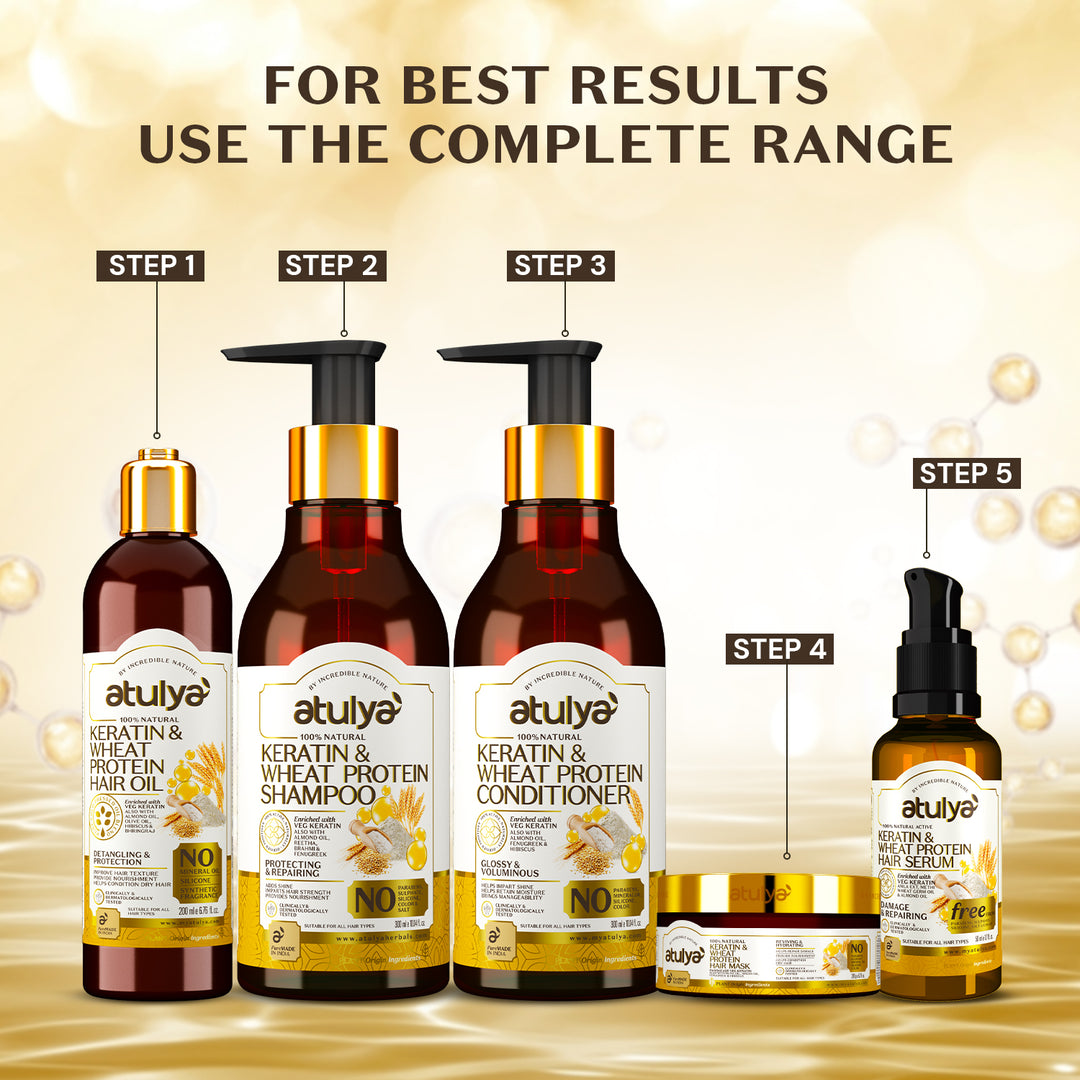 Atulya Keratin & Wheat Protein Complete Hair Care Combo for Smooth Strong Shiny Hair