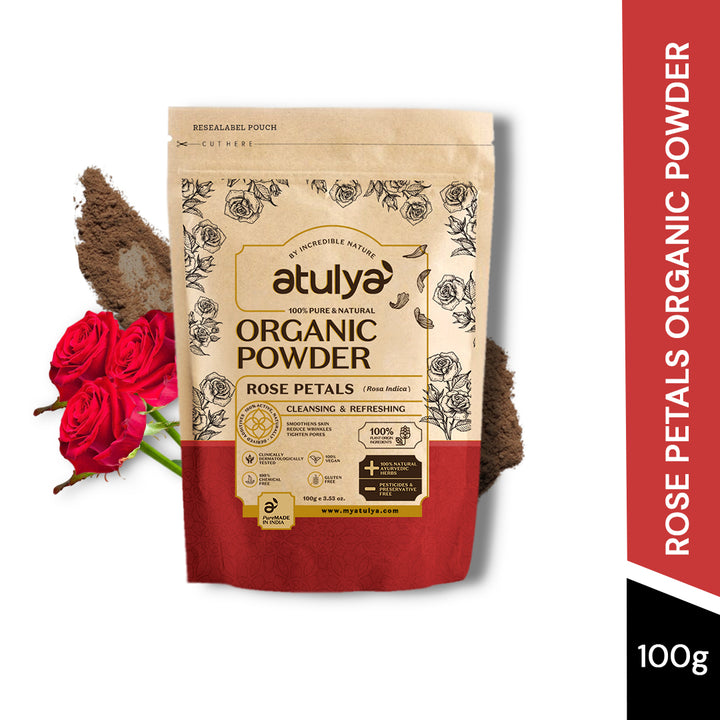 atulya Rose Petals Organic Powder-100% Pure & Natural (Buy 4 Products in Rs.599)