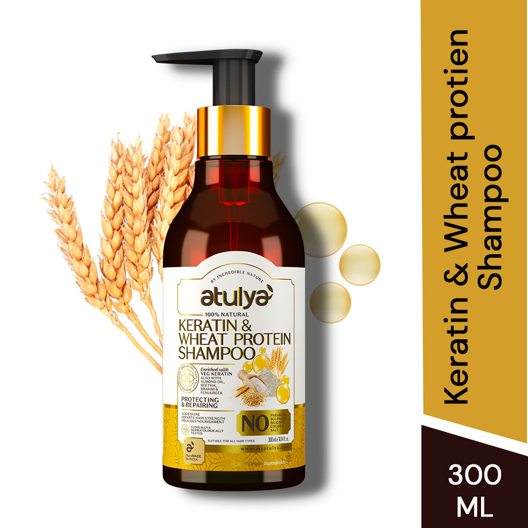 Atulya Keratin & Wheat Protein Shampoo Combo - 300ml each (Pack of 2)