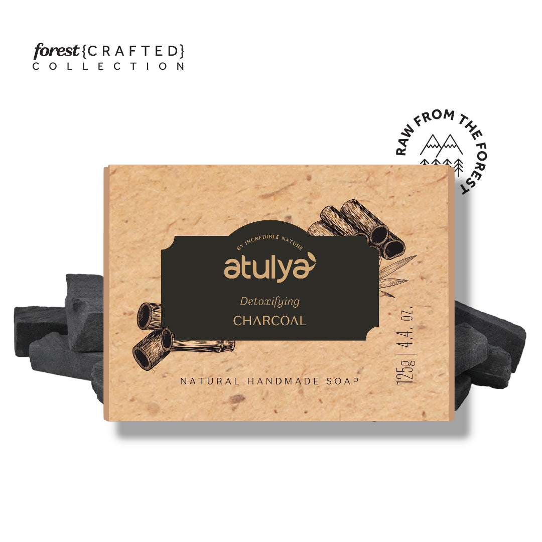 Atulya Activated Bamboo Charcoal Soap  for Deep Cleansing - 125gm