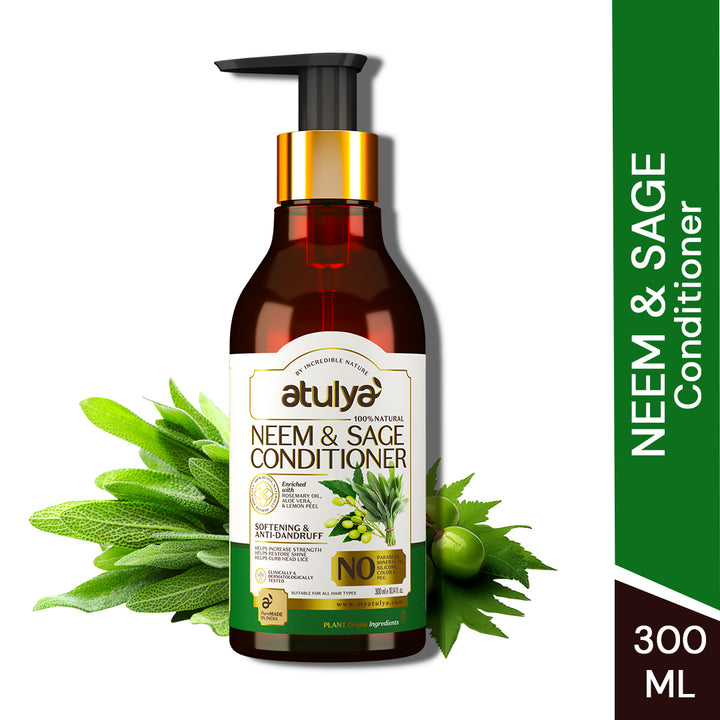 atulya Neem & Sage Conditioner - Silicones, Parabens, Mineral Oil Free (100% Natural)