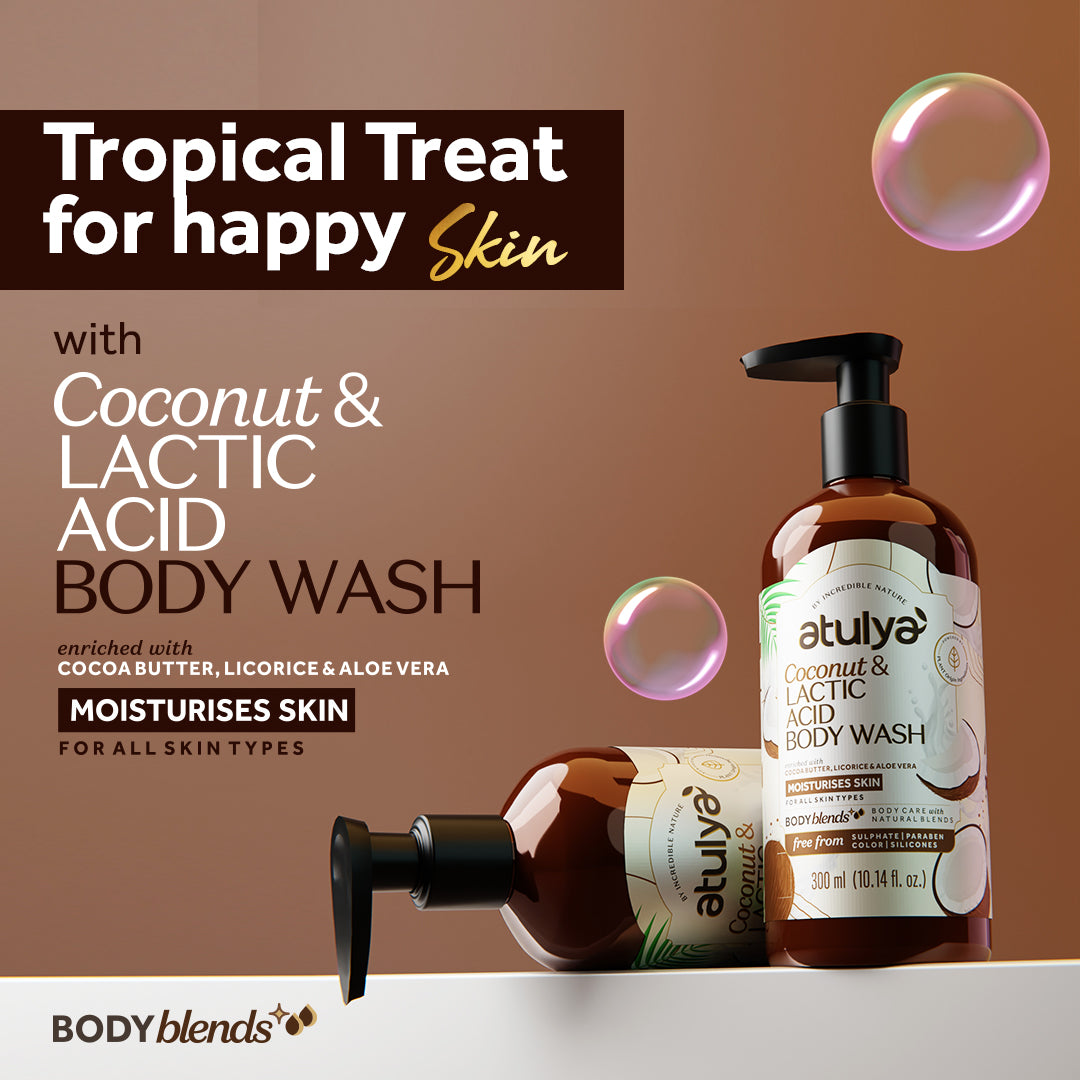 Atulya Coconut & Lactic Acid Body Wash | Paraben & SLS Free | Suitable for All Skin Types | 300 ML