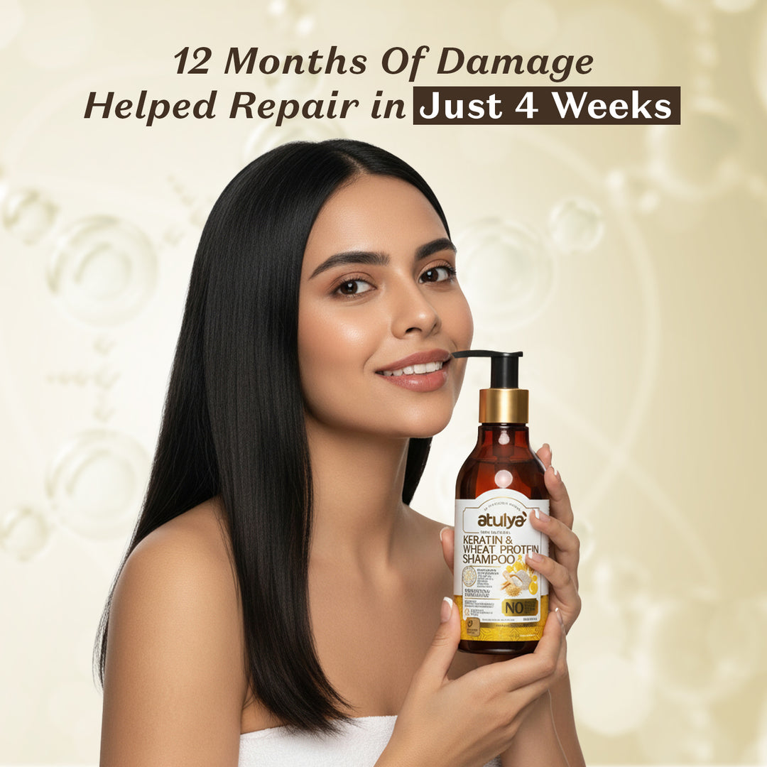 Atulya Keratin & Wheat Protein Hair Oil & Shampoo Combo for Strong Smooth Healthy Hair