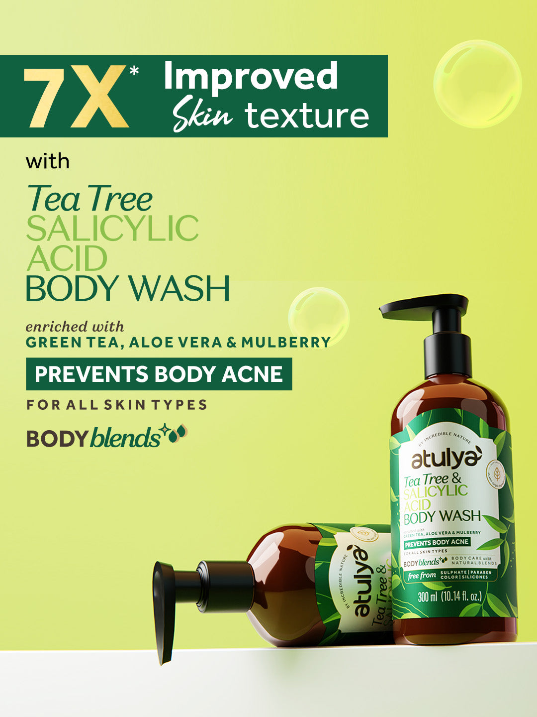 Atulya Tea Tree & Salicylic Acid Body Wash | Paraben & SLS Free | Suitable for All Skin Types | 300 ML