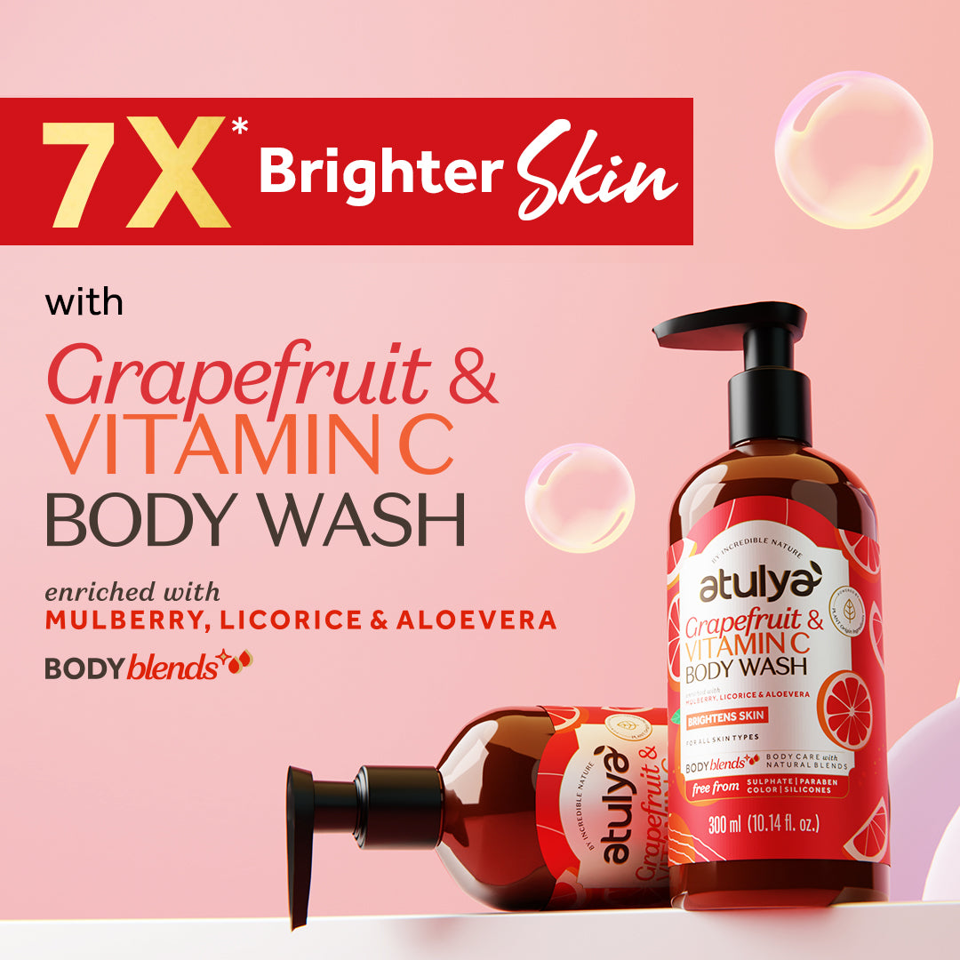 Atulya Grapefruit & Vitamin C Body Wash | Brightens Skin | Citrusy Fragrance | Hydrates and Nourishes | Paraben & SLS Free | Suitable for All Skin Types | 300 ML