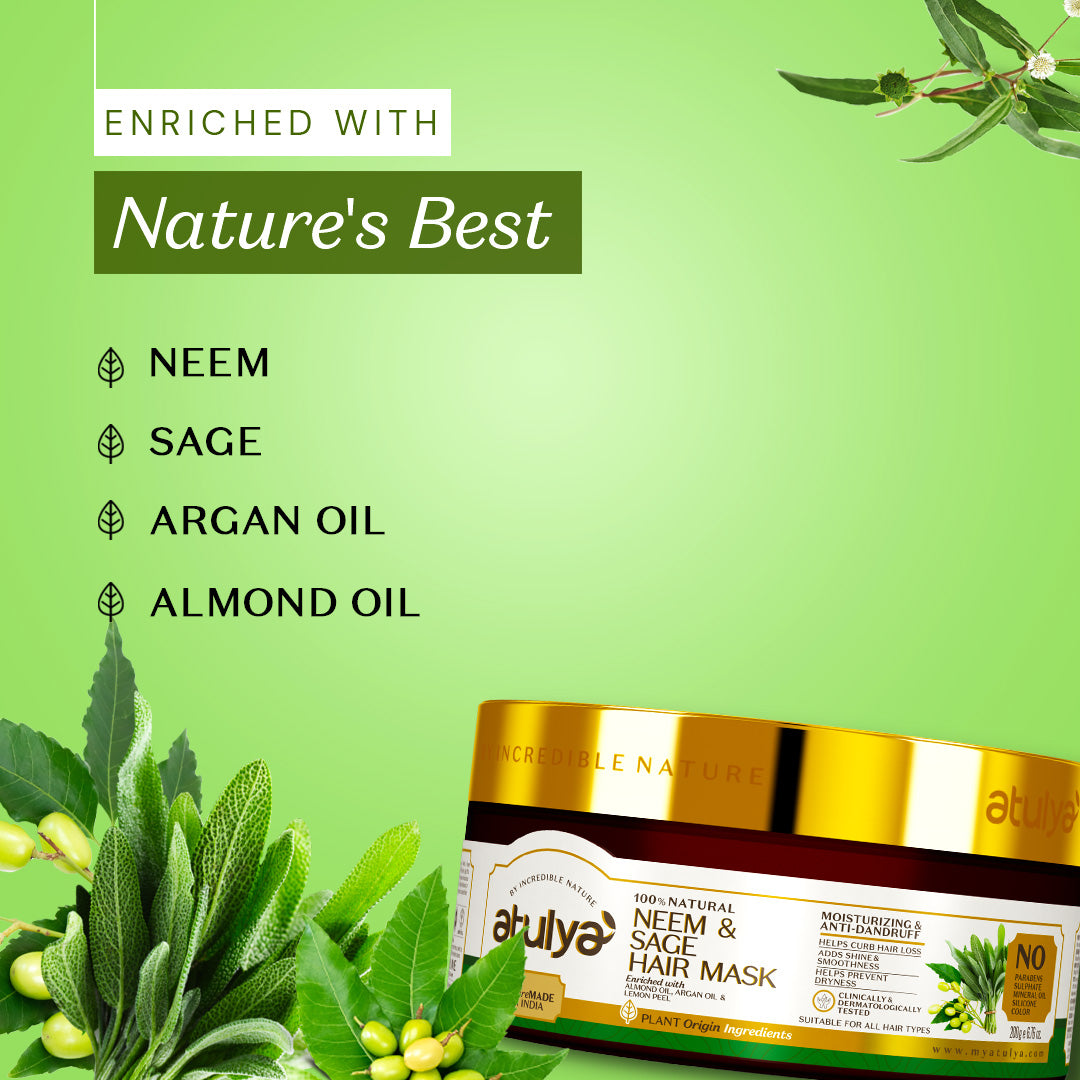 atulya Neem & Sage Hair Mask - Sulphate & Parabens Free(100% Natural)