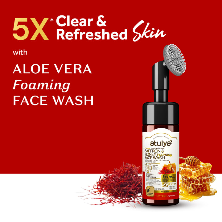 atulya Saffron & Honey Face Wash with Built-In Silicone Brush - 150ml (BUY1GET1)