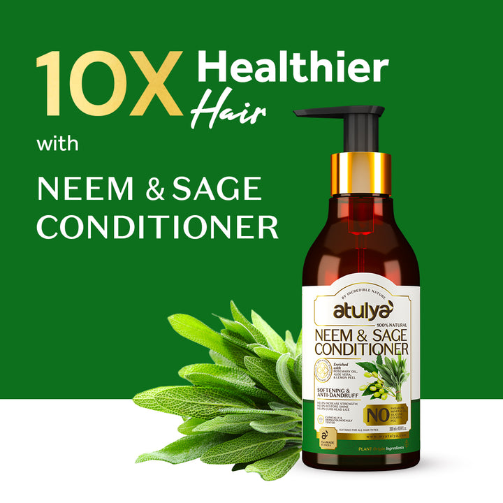 atulya Neem & Sage Conditioner - Silicones, Parabens, Mineral Oil Free (100% Natural)