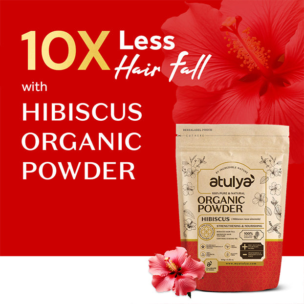 Atulya Hibiscus Organic Powder & Hibiscus Black Seed Hair Oil Combo for Nourished Healthy Hair