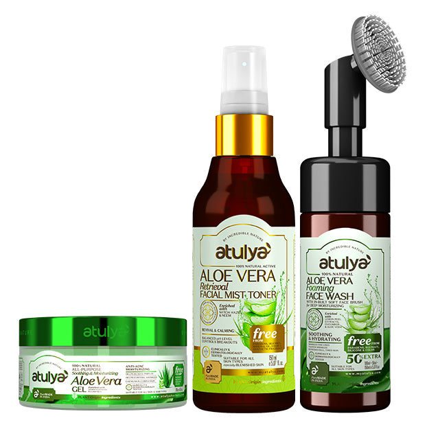 Atulya Aloe Vera Complete Face Care Combo for Hydrated Fresh Healthy Looking Skin