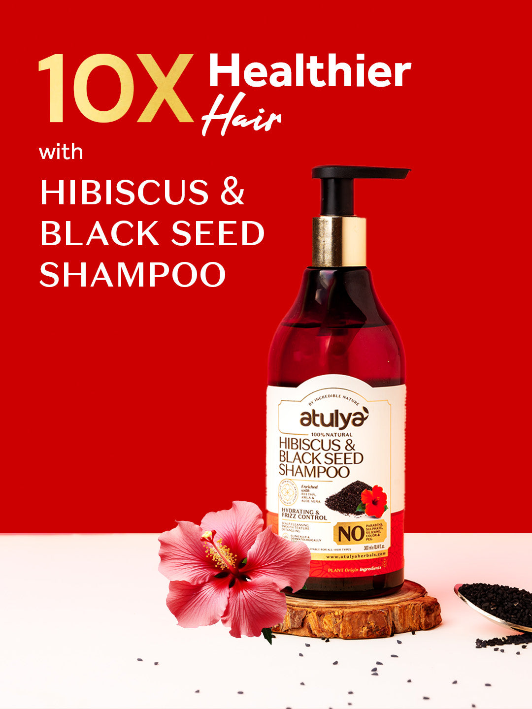 atulya Hibiscus & Black Seed Hair Shampoo - 300ml (BUY2GET2)