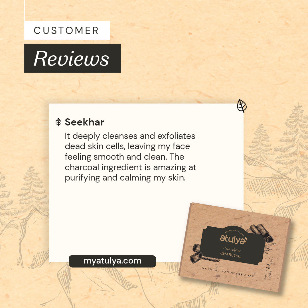 Atulya Activated Bamboo Charcoal Soap  for Deep Cleansing - 125gm