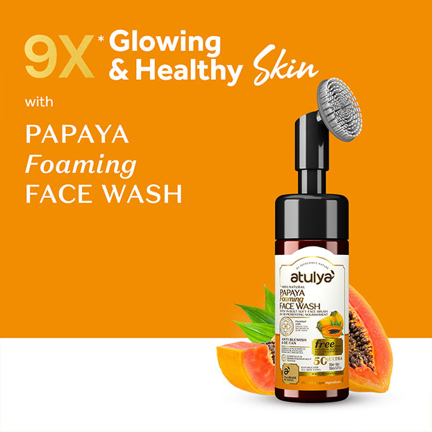 Atulya Papaya Foaming Face Wash and Hyaluronic Acid Face Serum Combo for Fresh Hydrated Skin