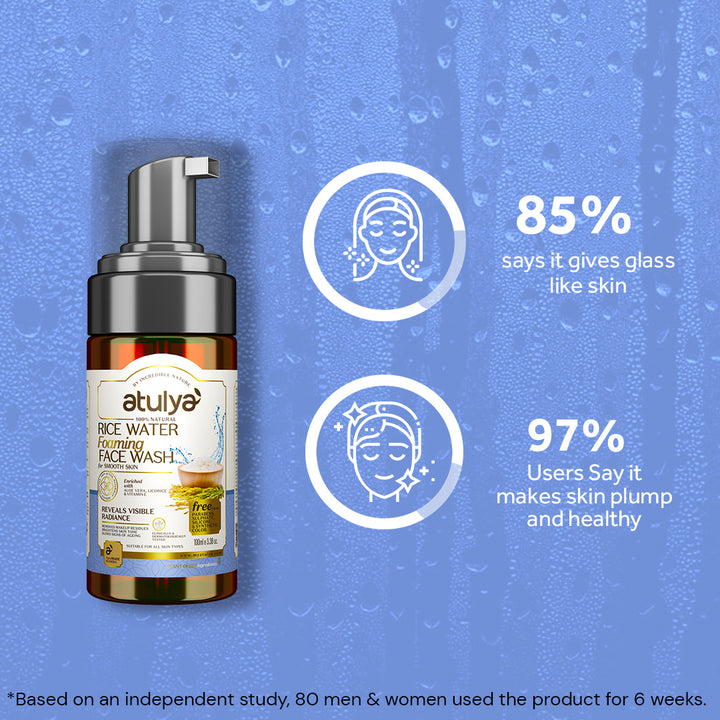 Atulya Rice Water Foaming Face Wash & Rose Water Facial Mist Toner Combo for Fresh Hydrated Skin