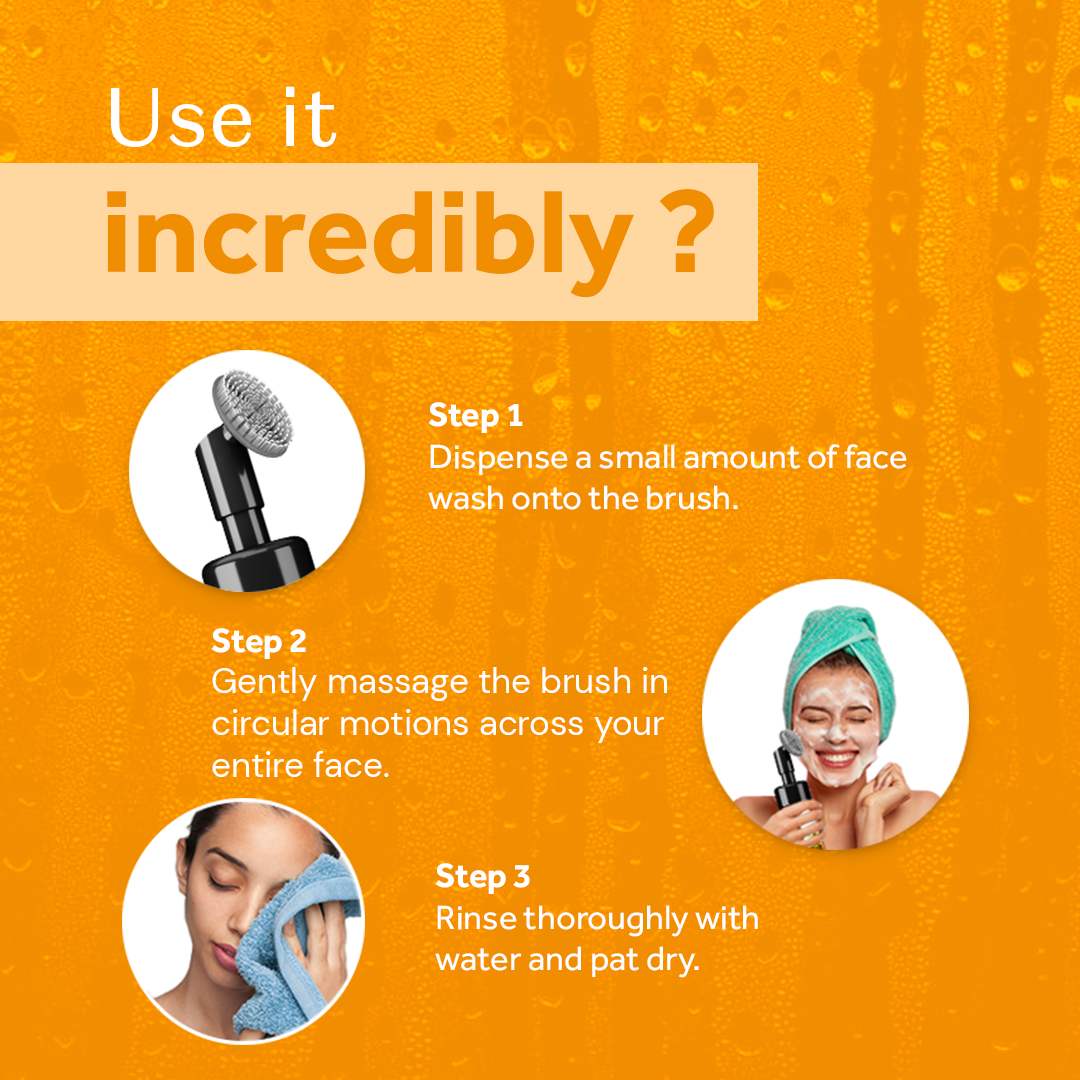 atulya Papaya Foaming Face Wash with Built-In Silicone Brush - 150ml