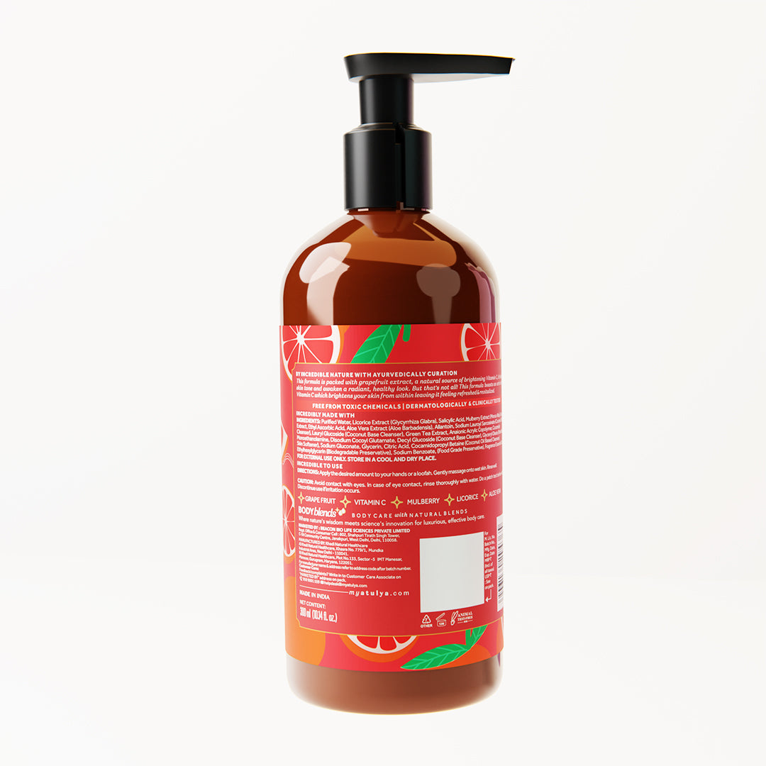 Atulya Grapefruit & Vitamin C Body Wash | Brightens Skin | Citrusy Fragrance | Hydrates and Nourishes | Paraben & SLS Free | Suitable for All Skin Types | 300 ML