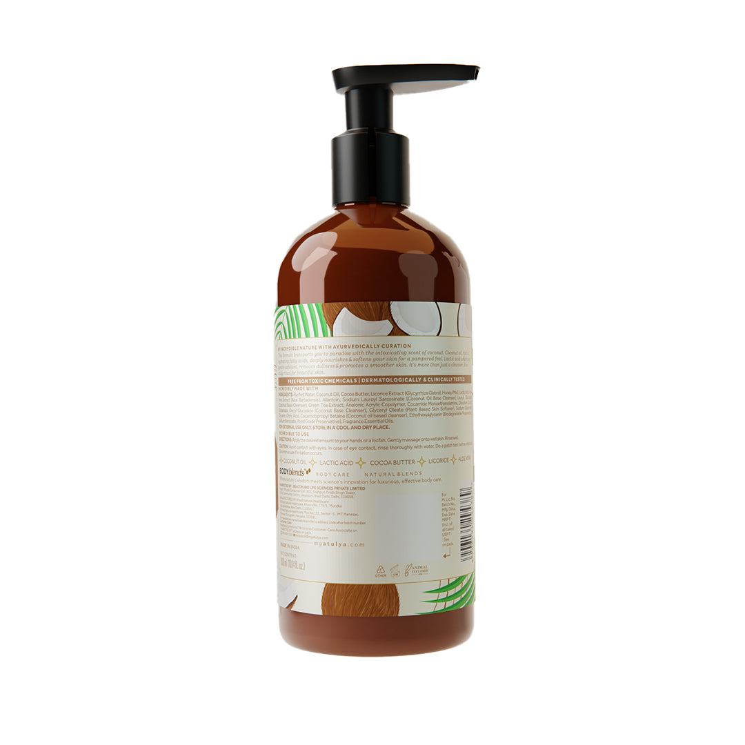 Atulya Coconut & Lactic Acid Body Wash | Paraben & SLS Free | Suitable for All Skin Types | 300 ML