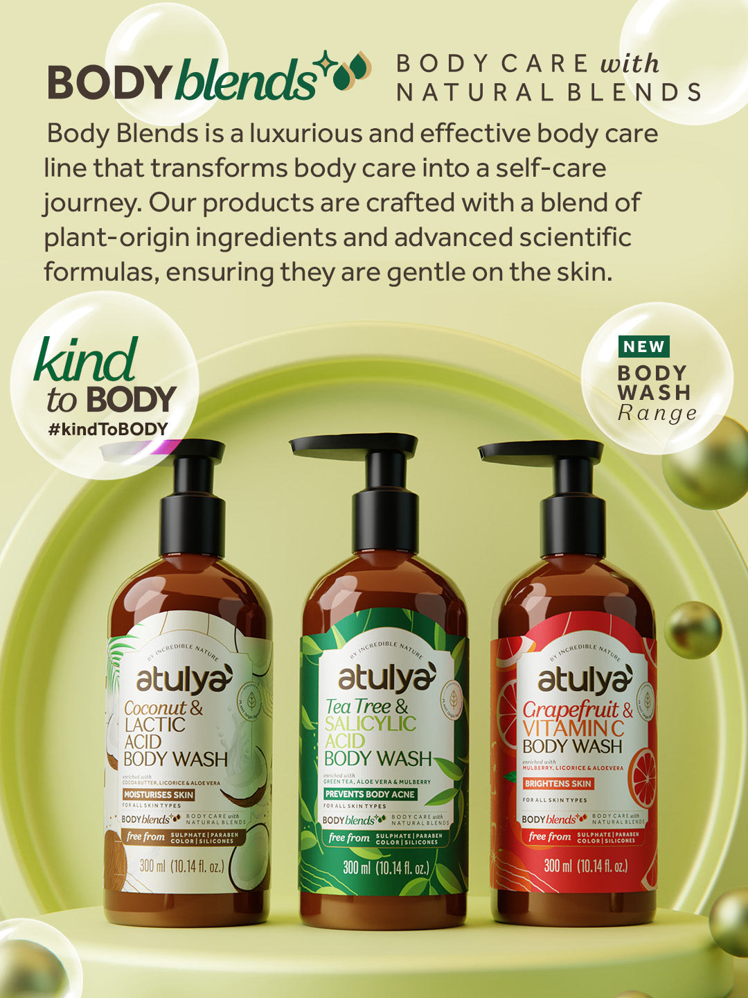 Atulya Tea Tree & Salicylic Acid Body Wash | Paraben & SLS Free | Suitable for All Skin Types | 300 ML