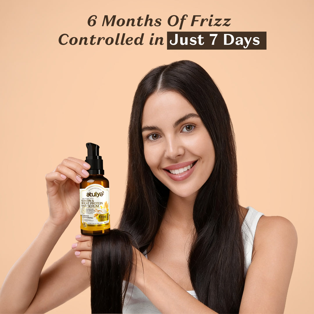 atulya Keratin & Wheat Protein Shampoo, Conditioner, Hair Oil with Hair Serum Combo (Set of 4)