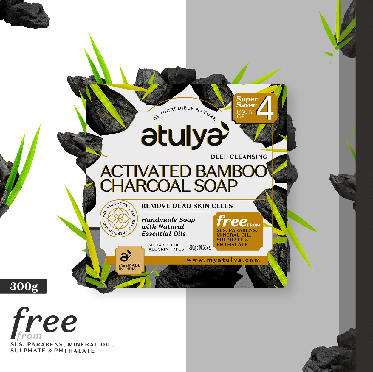 atulya Activated Bamboo Charcoal Soap