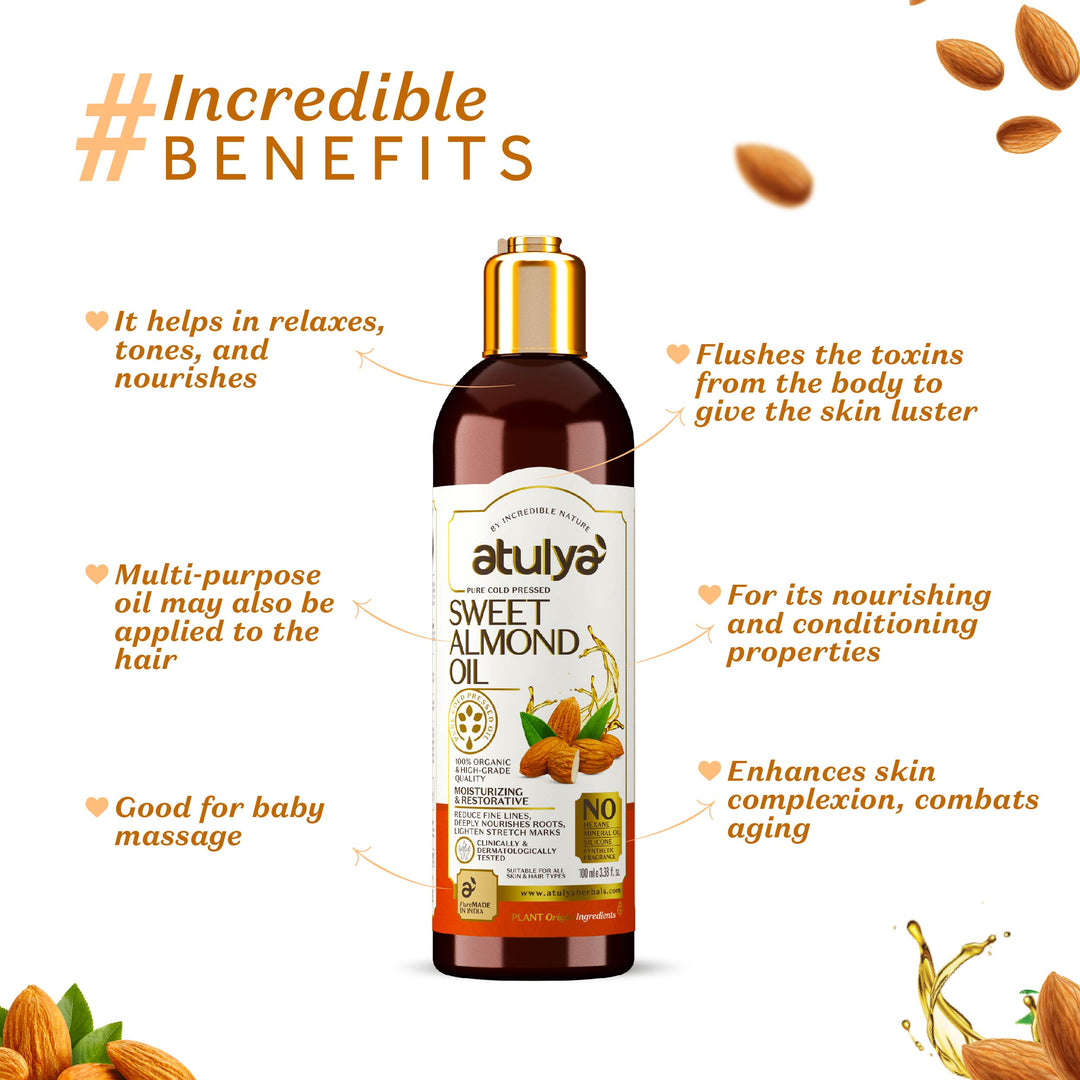 atulya Incredible Benefits of Pure Cold Pressed Sweet Almond Oil