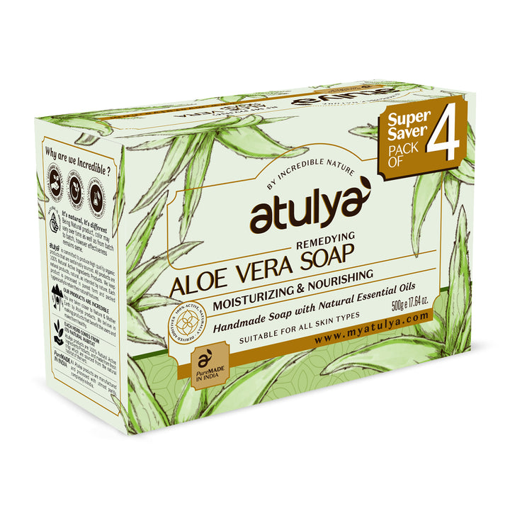 Atulya Aloe Vera Soap | Moisturising and Nourishing (Pack of 4) - 300 gm
