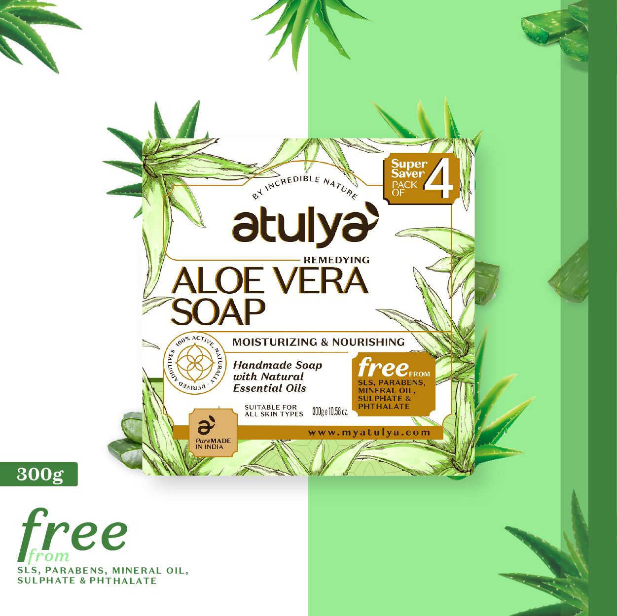 atulya Aloe Vera Soap For Calming Skin Irritation