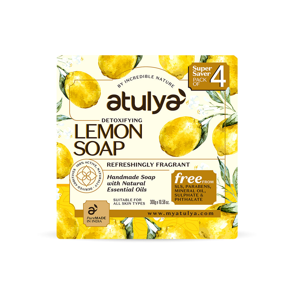 ATO楽 SOAP 　ヒト幹細胞　4個セット atulya Lemon Soap to reduce tanning & pigmentation-Pack of 4