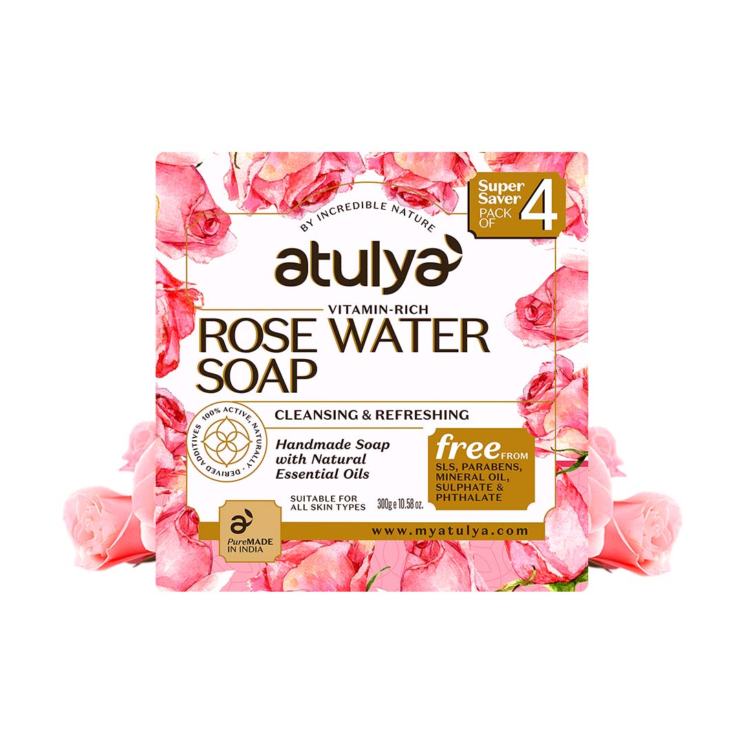 atulya Rose Water Soap (Pack of 4)